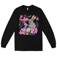Black Easter eggs and Bunny with Cross Easter Day Long Sleeve Tee - HowdyJamesFarm