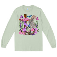 Matcha Easter eggs and Bunny with Cross Easter Day Long Sleeve Tee - HowdyJamesFarm