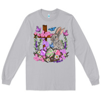Moon Dust Easter eggs and Bunny with Cross Easter Day Long Sleeve Tee - HowdyJamesFarm