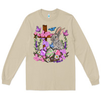 Mushroom Easter eggs and Bunny with Cross Easter Day Long Sleeve Tee - HowdyJamesFarm