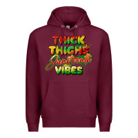 Burgundy thick thighs juneteenth vibes Premium Hoodie - FaDigitalArtStudio