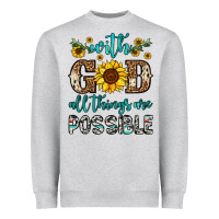 Heather Grey with god all things are possible Heavyweight Sweatshirt - OliviaCreatesArt