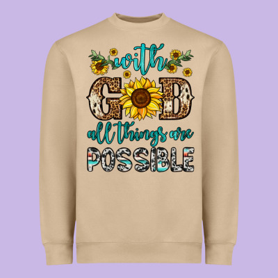 With God All Things Are Possible Heavyweight Sweatshirt Designed By Oliviacreatesart