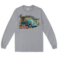 Heather Grey Truck USA country road take me home 4th of july Long Sleeve Tee - HowdyJamesFarm