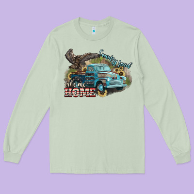 Truck Usa Country Road Take Me Home 4th Of July Long Sleeve Tee Designed By Howdyjamesfarm