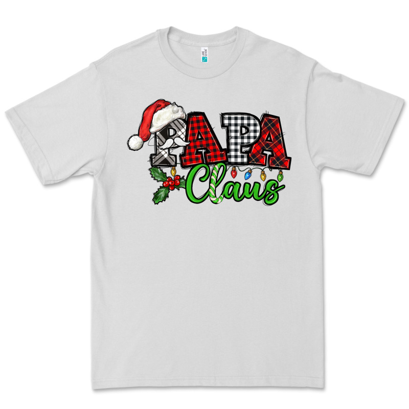 Papa Claus With Christmas Lights And Mistletoe Premium Tee by NancyCooperArtShop | Teevron