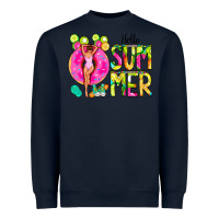 Navy Hello Summer Donut Girl Heavyweight Sweatshirt - CowCowDesign