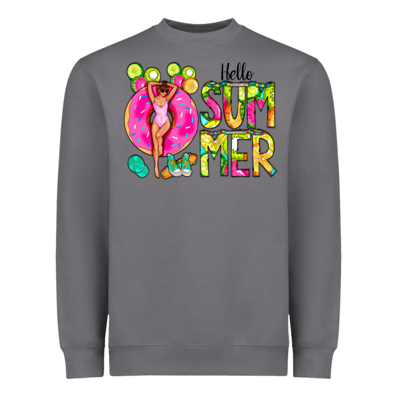 Hello Summer Donut Girl Heavyweight Sweatshirt by CowCowDesign | Teevron