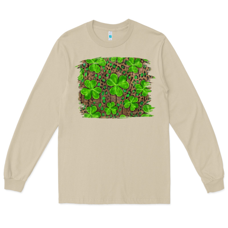 St Patrick's Day Shamrock And Leopard Distressed Long Sleeve Tee by RanaPortraitStore | Teevron