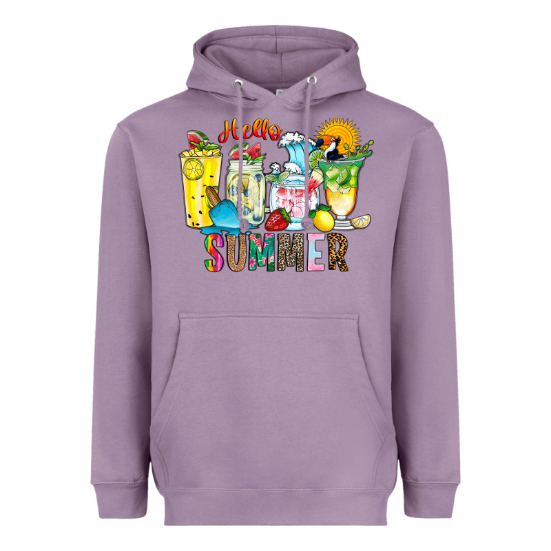 Hello Summer Drink Heavyweight Hoodie by CowhideDigitalArt | Teevron
