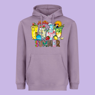 Hello Summer Drink Heavyweight Hoodie Designed By Cowhidedigitalart