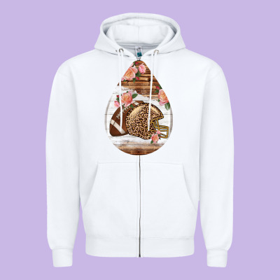 American Football And Western Roses Teardrop Zipper Hoodie Designed By Bundleandbundleshop