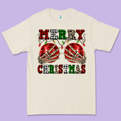 Merry Christmas Skeleton Hands Boobs Premium Tee Designed By Nancycooperartshop