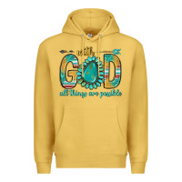 Antique Gold with god all things are possible with turquoise gemstone bbs Premium Hoodie - BundleAndBundleShop