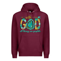 Burgundy with god all things are possible with turquoise gemstone bbs Premium Hoodie - BundleAndBundleShop