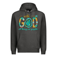 Charcoal Heather with god all things are possible with turquoise gemstone bbs Premium Hoodie - BundleAndBundleShop