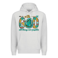 Dove Grey with god all things are possible with turquoise gemstone bbs Premium Hoodie - BundleAndBundleShop