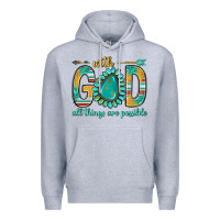 Heather Grey with god all things are possible with turquoise gemstone bbs Premium Hoodie - BundleAndBundleShop