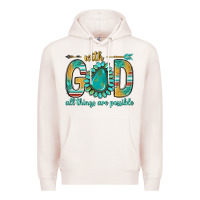 Pale Pink with god all things are possible with turquoise gemstone bbs Premium Hoodie - BundleAndBundleShop