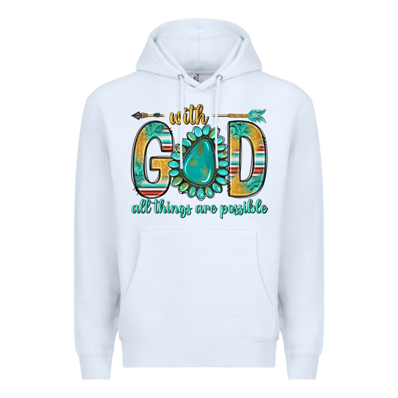 With God All Things Are Possible With Turquoise Gemstone Bbs Premium Hoodie by BundleAndBundleShop | Teevron