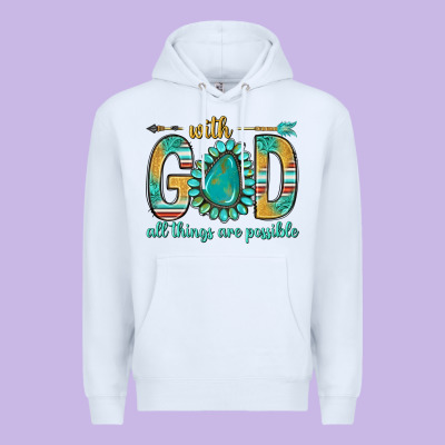 With God All Things Are Possible With Turquoise Gemstone Bbs Premium Hoodie Designed By Bundleandbundleshop