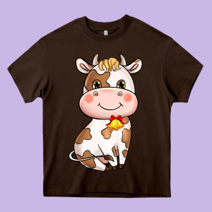 Cartoon Cow Heavy Core Tee Designed By Nancycooperartshop