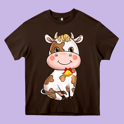 Cartoon Cow Heavy Core Tee Designed By Nancycooperartshop