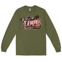 Army Green Love America 4th of july Long Sleeve Tee - HowdyJamesFarm