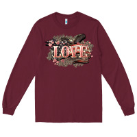 Burgundy Love America 4th of july Long Sleeve Tee - HowdyJamesFarm