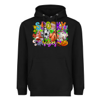 Black Spooky Vibes Ghost Heavyweight Hoodie - CowhideDigitalArt