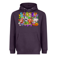Plum Spooky Vibes Ghost Heavyweight Hoodie - CowhideDigitalArt