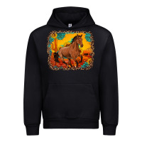 Black horse with sunflowers turquoise gemstone western sunset leopard backgr Urban Hoodie - Artiststas