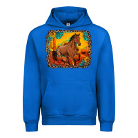 Cobalt horse with sunflowers turquoise gemstone western sunset leopard backgr Urban Hoodie - Artiststas