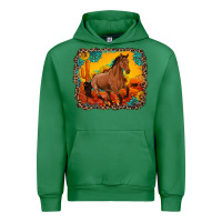 Emerald horse with sunflowers turquoise gemstone western sunset leopard backgr Urban Hoodie - Artiststas
