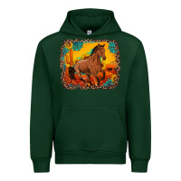 Forest Green horse with sunflowers turquoise gemstone western sunset leopard backgr Urban Hoodie - Artiststas