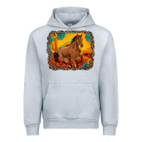 Heather Grey horse with sunflowers turquoise gemstone western sunset leopard backgr Urban Hoodie - Artiststas