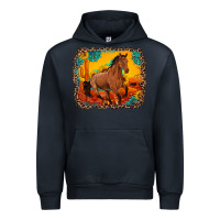 Navy horse with sunflowers turquoise gemstone western sunset leopard backgr Urban Hoodie - Artiststas
