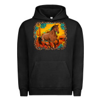 Pigment Black horse with sunflowers turquoise gemstone western sunset leopard backgr Urban Hoodie - Artiststas