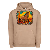 Pigment Burro horse with sunflowers turquoise gemstone western sunset leopard backgr Urban Hoodie - Artiststas