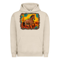 Pigment French Oak horse with sunflowers turquoise gemstone western sunset leopard backgr Urban Hoodie - Artiststas