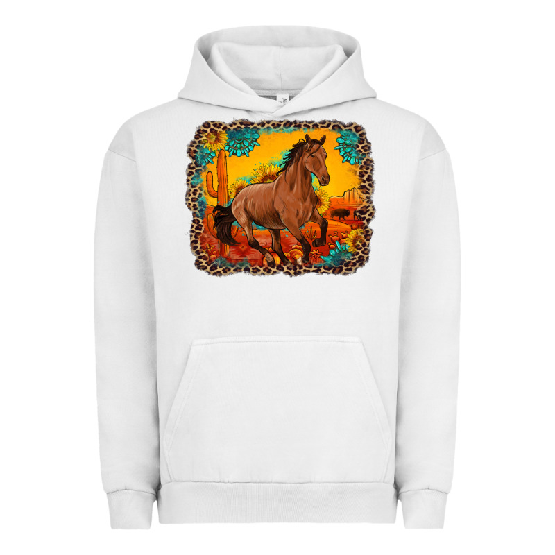 Horse With Sunflowers Turquoise Gemstone Western Sunset Leopard Backgr Urban Hoodie by Artiststas | Teevron