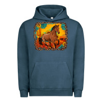 Pigment Midnight Navy horse with sunflowers turquoise gemstone western sunset leopard backgr Urban Hoodie - Artiststas