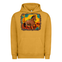 Pigment Peanut Butter horse with sunflowers turquoise gemstone western sunset leopard backgr Urban Hoodie - Artiststas
