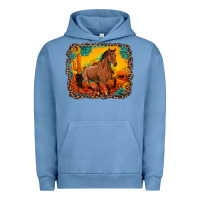 Pigment Pebble Blue horse with sunflowers turquoise gemstone western sunset leopard backgr Urban Hoodie - Artiststas