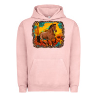 Pigment Salmon horse with sunflowers turquoise gemstone western sunset leopard backgr Urban Hoodie - Artiststas