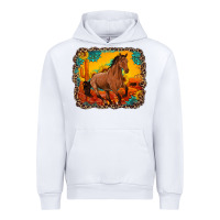 White horse with sunflowers turquoise gemstone western sunset leopard backgr Urban Hoodie - Artiststas