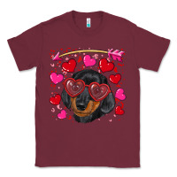 Burgundy valentine's day  dachshund puppy Classic Tee - RanaPortraitStore