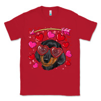 Red valentine's day  dachshund puppy Classic Tee - RanaPortraitStore