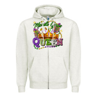 Oatmeal Heather mardi gras queen Zipper Hoodie - FaDigitalArtStudio