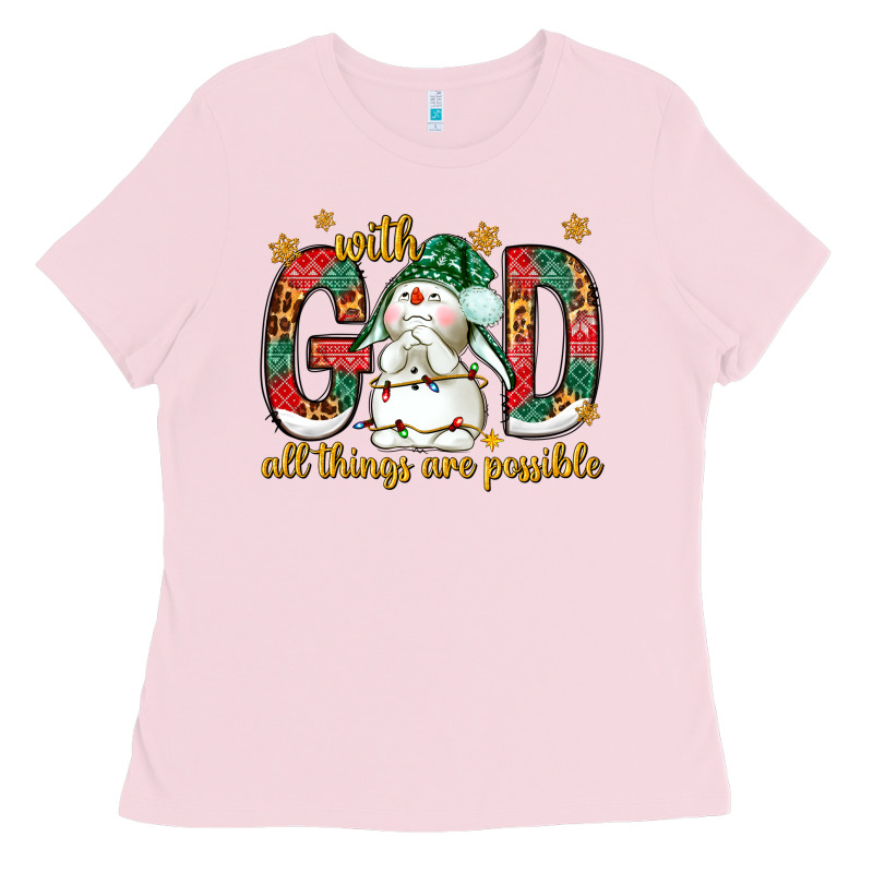 With God All Things Are Possible With Snowman Ladies Tee by NancyCooperArtShop | Teevron
